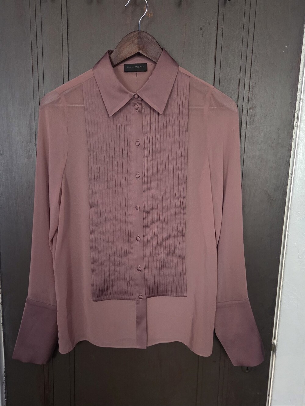 Donna Karan Pintuck Blouse - Mauve